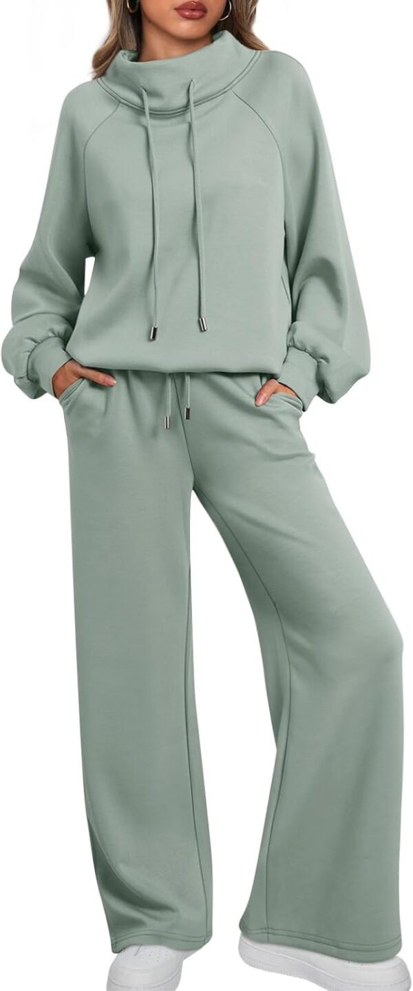 AUTOMET Lounge Sets for Women Sweatsuits 2 Piece Outfits 2024 Fall Drawstring Sweatshirt Wide Leg Sweatpants Tracksuit