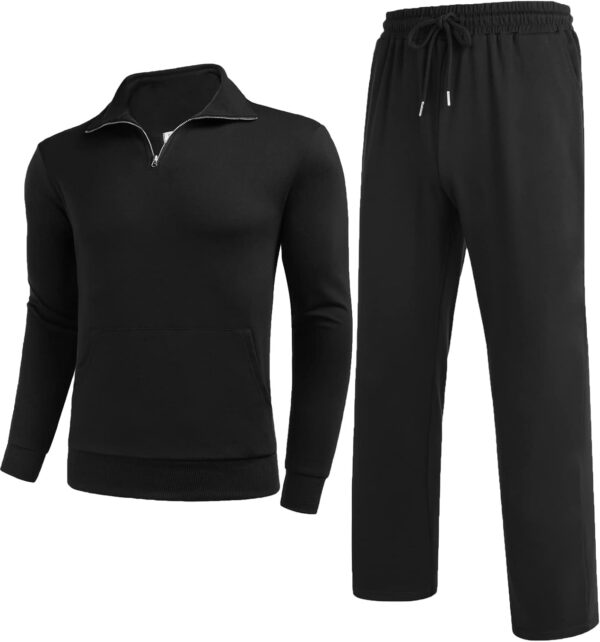 COOFANDY Men's 2 Piece Track Suit Set Jogging Sweatsuit Workout Quarter Zip Suit - Image 4