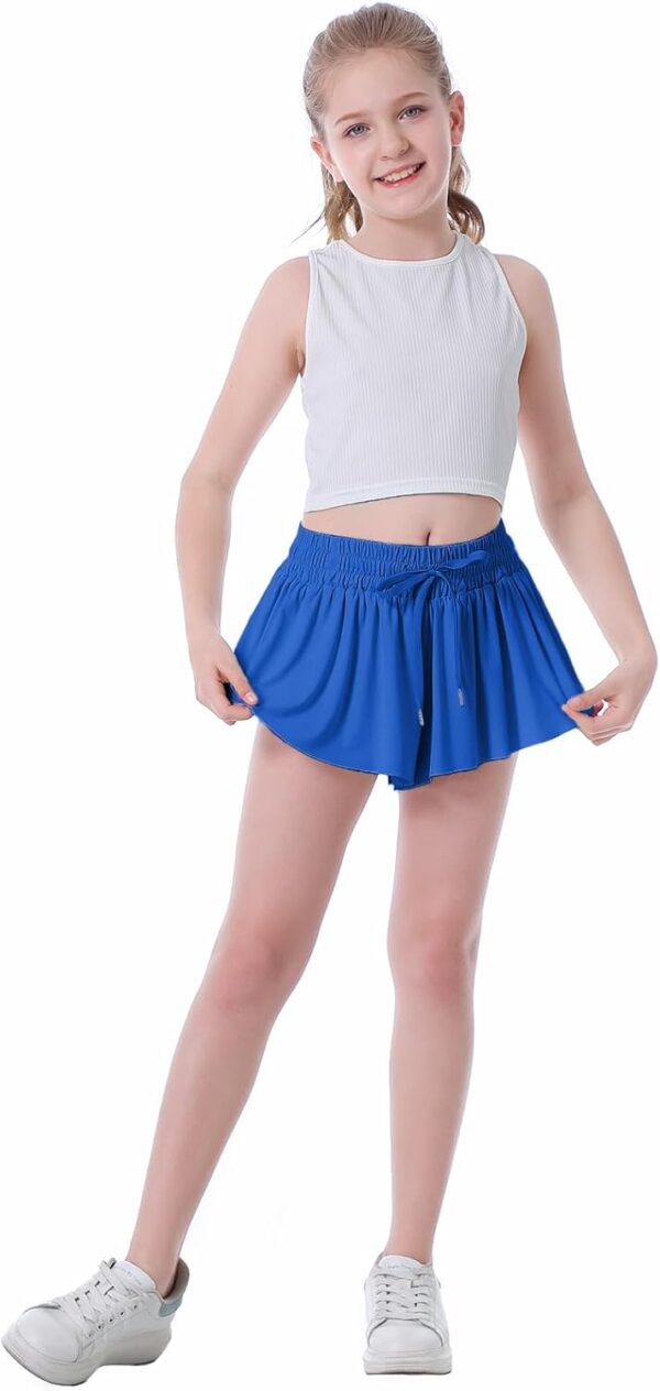 Flowy Shorts for Girls Butterfly Shorts for Kids Preppy Shorts for Teens Tennis Running Athletic Shorts with Liner - Image 3