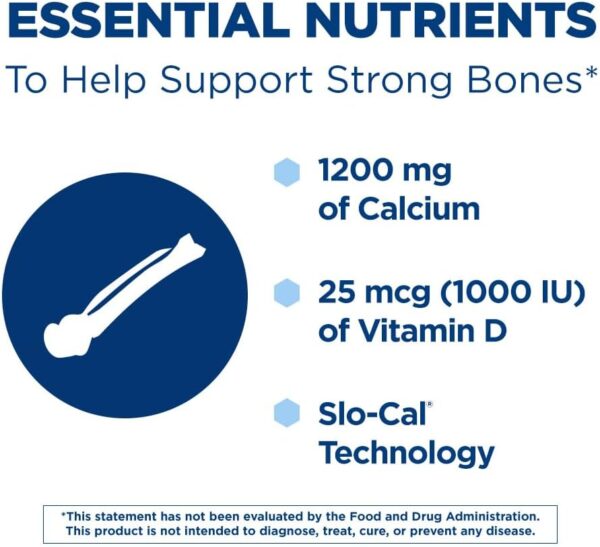 Citracal Slow Release 1200, 1200 mg Calcium Citrate and Calcium Carbonate with 25 mcg (1000 IU) Vitamin D3, Bone Health Support, Calcium Supplement for Ages 12+, Take Once Daily Caplet, 80 Count - Image 4