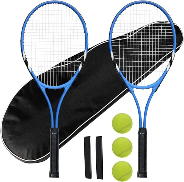 Tennis Rackets 2 Players Recreational for Beginners,Pre-Strung 27 Inch Light Adult Racquet Set for Women Men with Tennis Balls,Overgrips and Carry Bag