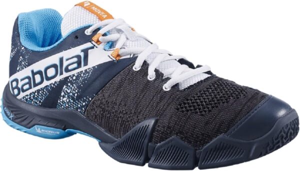 Babolat Men's Movea Padel Shoes-Support and Cushioning-2 Powerful Straps-Breathable Ortholite Sole-French Brand-Grey/Scuba Blue