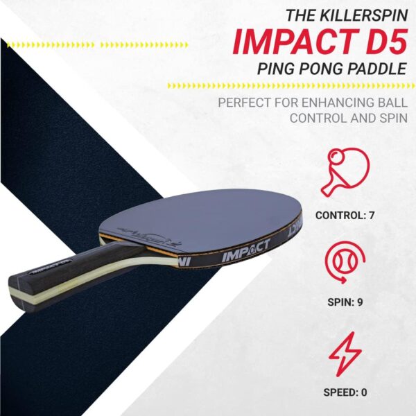 Killerspin Impact Series Table Tennis Paddles - Black/Black Ping Pong Racket, Table Tennis Equipment for Beginners/Intermediates - Ensures Solid Control and Spin - Image 4