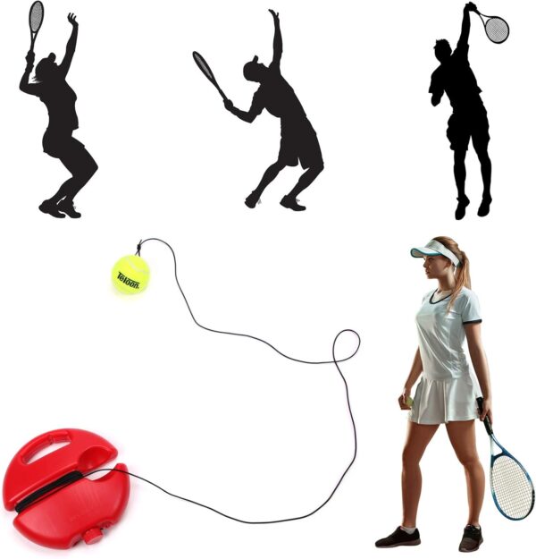 Teloon Solo Tennis Trainer Rebound Ball with String for Self Tennis Practice Training Tool for Adults or Kids Beginners with 2 String Balls Elastic and a Portable Mesh Bag - Image 9