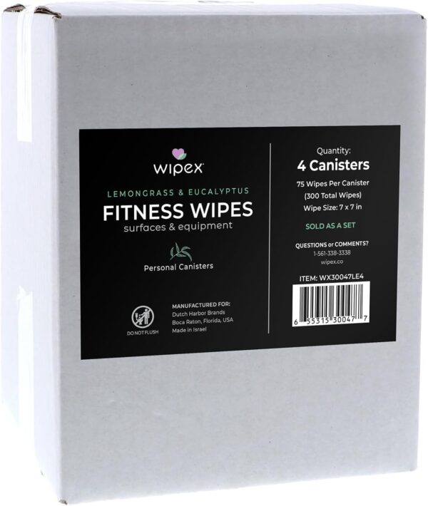 Wipex Fitness Equipment Wipes | Use as Gym Wipes for Equipment, Yoga Mat Cleaner, Peloton Bike Cleaner, Exercise Machine Wipes | Lemongrass, Eucalyptus, 75 Natural Wipes per Canister - Image 8