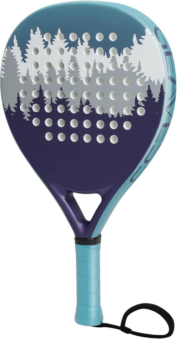 Padel Racket Carbon and Fiberglass Surface and EVA Memory Foam Core for Kids, Junior, Adult