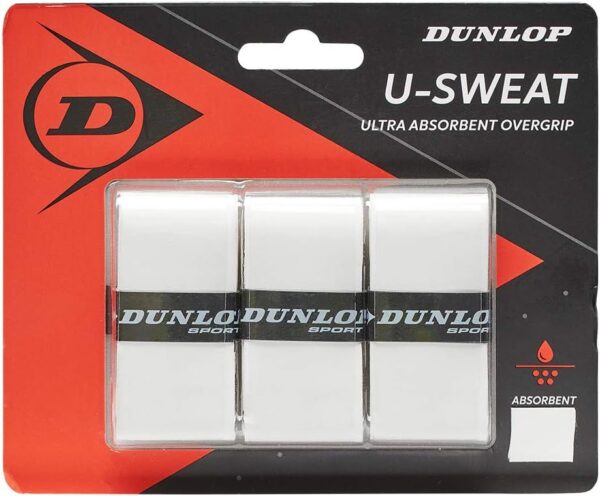 Dunlop Sports U-Sweat Overgrip, 3-Pack, White