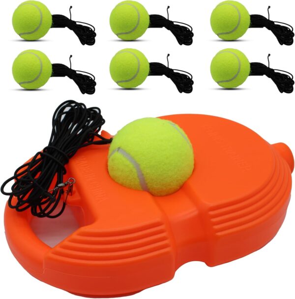 Magicorange Tennis Trainer Rebound Ball with 6 String Balls, Solo Tennis Training Equipment for Self Tennis Pracitce Training for Beginner