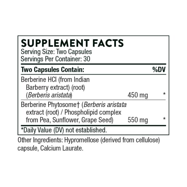 THORNE Berberine 1000 mg per Serving - Botanical Supplement - Support Heart Health, Immune System, Healthy GI, Cholesterol - Gluten-Free, Dairy-Free - 60 Capsules - 30 Servings - Image 2