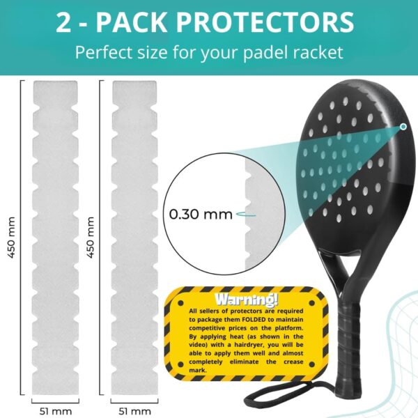 Padel Frame Protector - Padel Racket Protector (2-Pack) - Padel Accesories - Racket Protector - Easy to Replace - Designed and Made in Spain - Dimensions 450 x 51 mm - Image 3