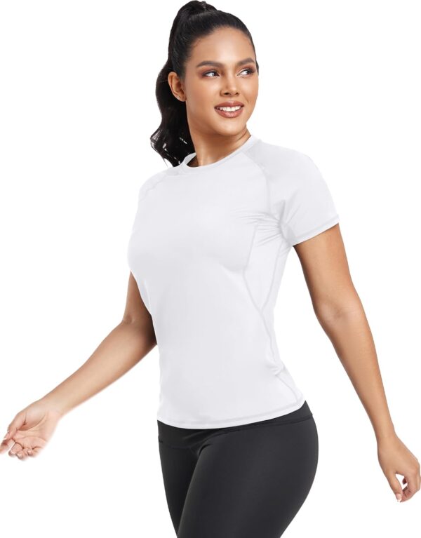 TELALEO 4 Pack Women's Compression Shirt Running Athletic T-Shirts Workout Tops Baselayer Short Sleeve Yoga Gym Sports Gear - Image 3