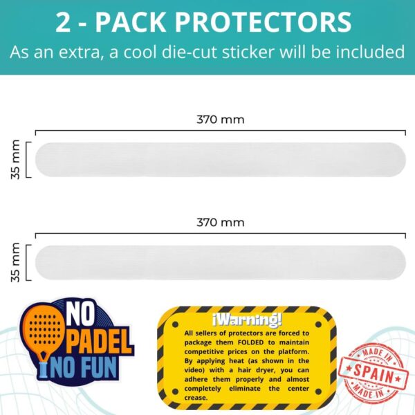 Padel Frame Protector - Padel Racket Protector (2-Pack) + Free Die-Cut Sticker Made in Spain - Padel Accesories - Dimensions 370 x 35 mm - Image 5