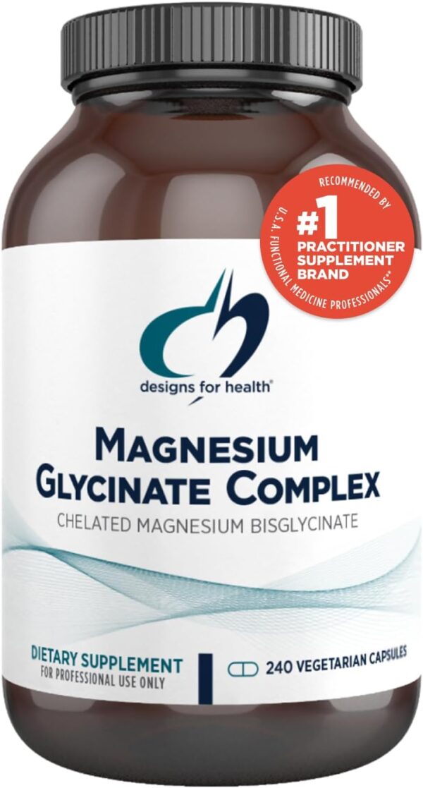 Designs for Health Magnesium Glycinate Complex - Chelated Magnesium Bisglycinate + High Absorption Magnesium Oxide for Heart Health, Immune Support & Bone Strength - Vegan (240 Capsules)