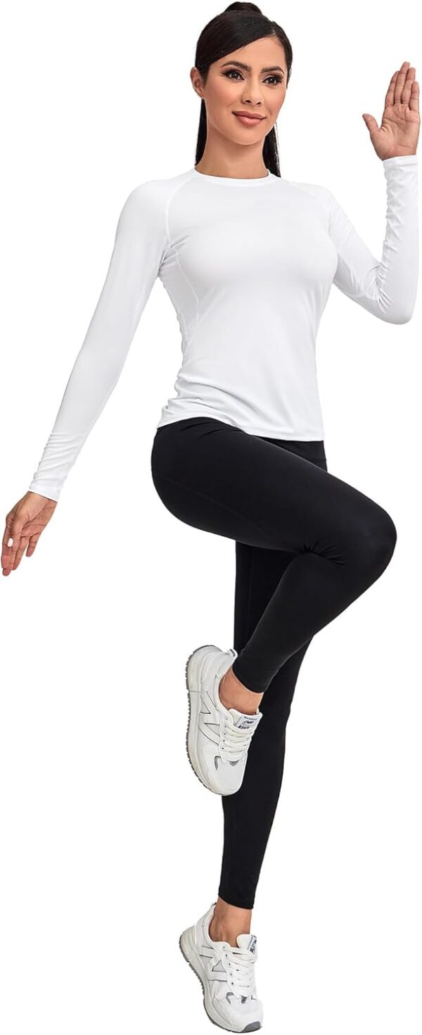 TELALEO 4 Pack Women's Compression Shirt Long Sleeve Performance Workout Baselayer Athletic Top Sports Gear - Image 2