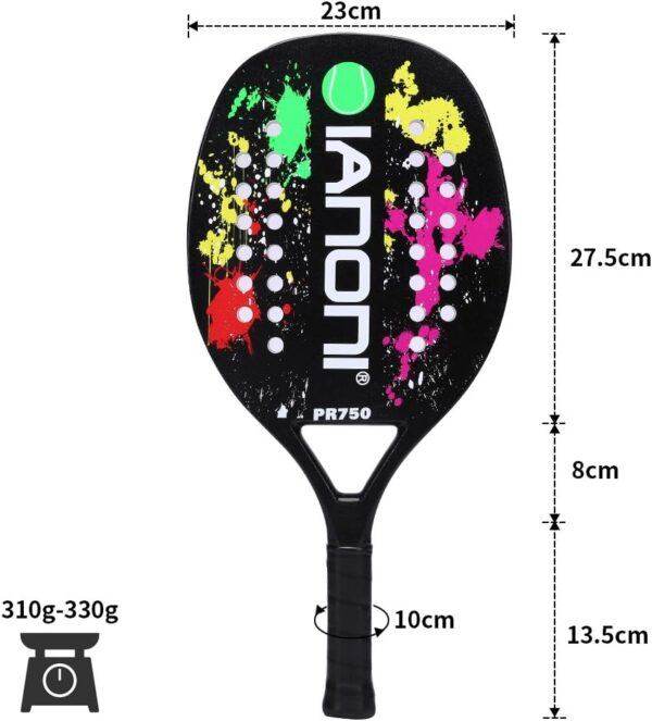 Beach Tennis Racket,Carbon Fiber Grit Face with EVA Memory Foam Core Beach Tennis Racket - Image 4