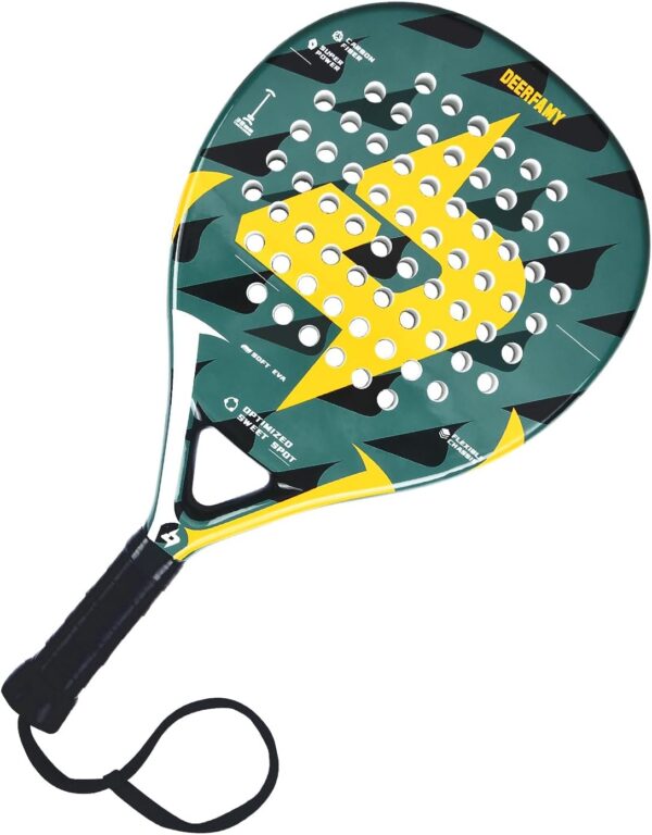 DEERFAMY Padel Racket Carbon Fiber Surface with EVA Memory Flex Foam Core Padel Tennis Racquets Lightweight