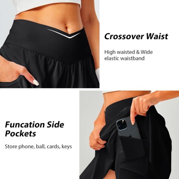 Womens Tennis Skirt with Pockets Shorts Crossover High Waisted Athletic Skorts Skirts for Golf Running Workout - Image 5