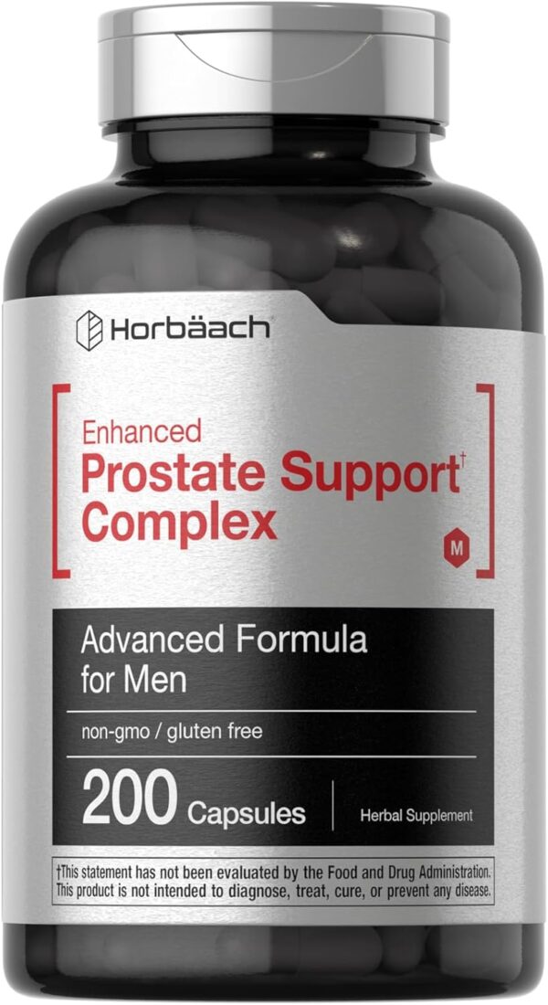 Horbaach Prostate Supplement for Men | 200 Capsules | Enhanced Complex with Saw Palmetto, Pygeum, Stinging Nettle | Non-GMO and Gluten Free