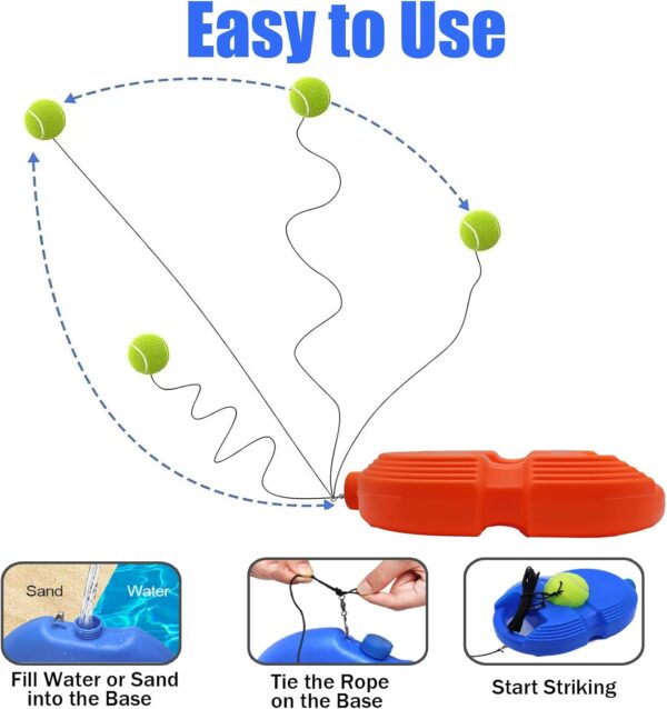 Magicorange Tennis Trainer Rebound Ball with 6 String Balls, Solo Tennis Training Equipment for Self Tennis Pracitce Training for Beginner - Image 4