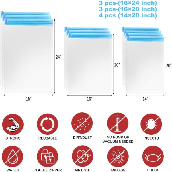 Compression Bags - Travel Accessories - 10 Pack Space Saver Bags - No Vacuum or Pump Needed - Vacuum Storage Bags for Travel Essentials - Home Packing-Organizers (Blue) - Image 4