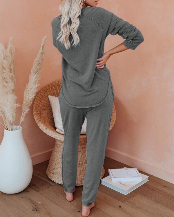 Eurivicy Women's Solid Sweatsuit Set 2 Piece Long Sleeve Pullover and Drawstring Sweatpants Sport Outfits Sets - Image 3