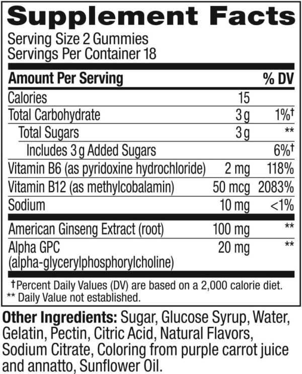 OLLY Laser Focus Gummy, Ginseng, Alpha GPC, B Vitamins, Berry Tangerine Flavor - 36 Count - Image 6