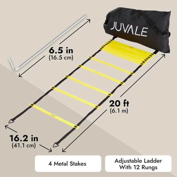 Juvale Agility Ladder Workout Equipment with 6 Speed Training Cones and Resistance Parachute, Footwork Skills Drill Gear for Football and Soccer (20 Ft) - Image 5