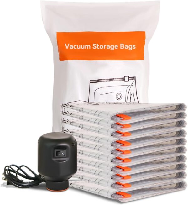 Wevac Small Vacuum Storage Bag (Small x 10) | Space Saver with Premium Electric Pump | Double Zip Seal | Special-Grip Clip | Ideal for Clothes, Blanket Compression and Travelling