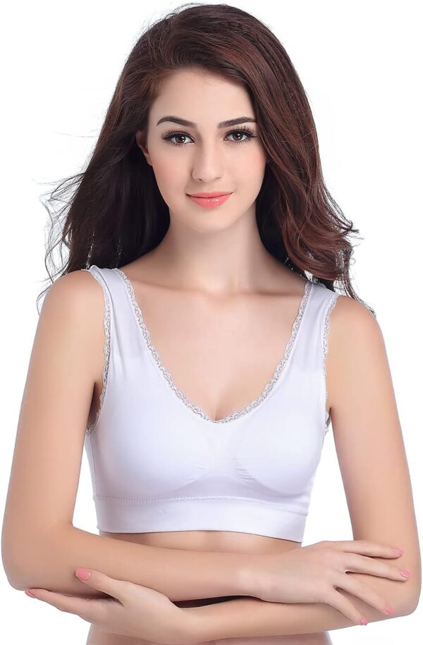 Women's Leisure Sports Sleep Bra Comfort Seamless Stretchy Lace Trim Wirefree - Image 2