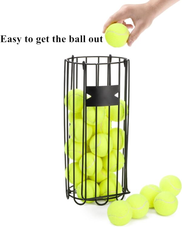 Tebery Portable Tennis Ball Hopper, Tennis Picker Collector with Handle, Metal Tennis Ball Retriever Basket for Easy Carrying, Tennis Holder Container Training Tool for Pickup, Storage, Practice - Image 4