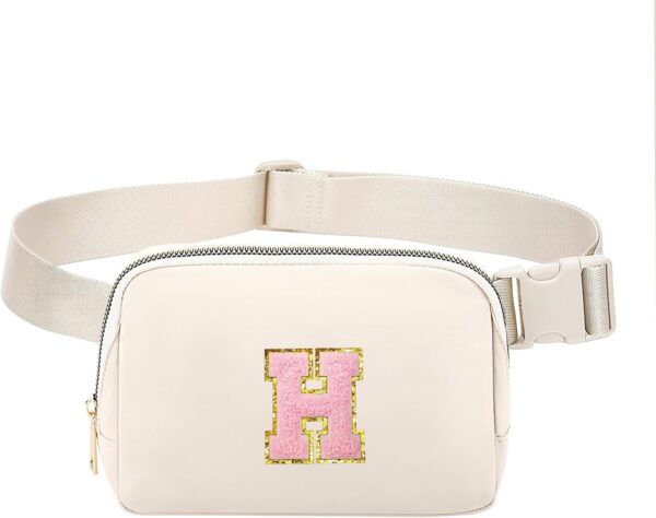 Belt Bag with Adjustable Strap Crossbody Waist Bag for Workout Shopping Travelling Hiking (Beige-H)