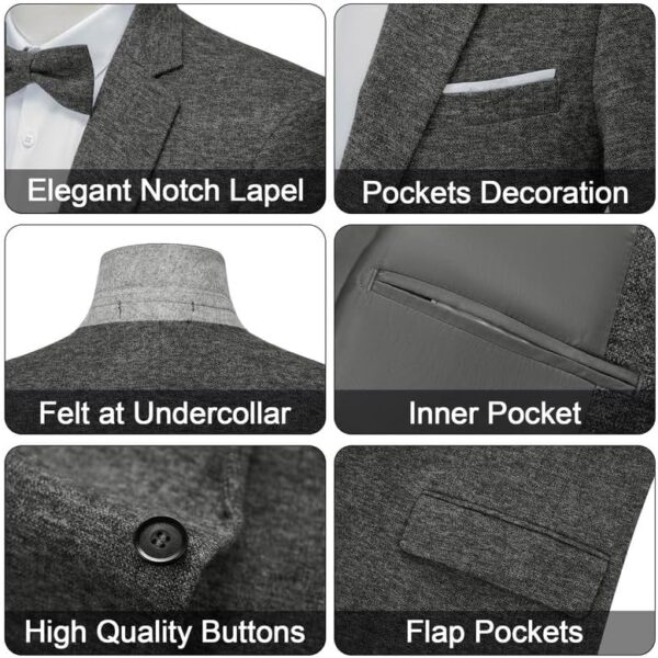 MAGE MALE Men's Sport Coat Blazer Classic Fit One Button Notch Lapel Business Jackets Suit - Image 3