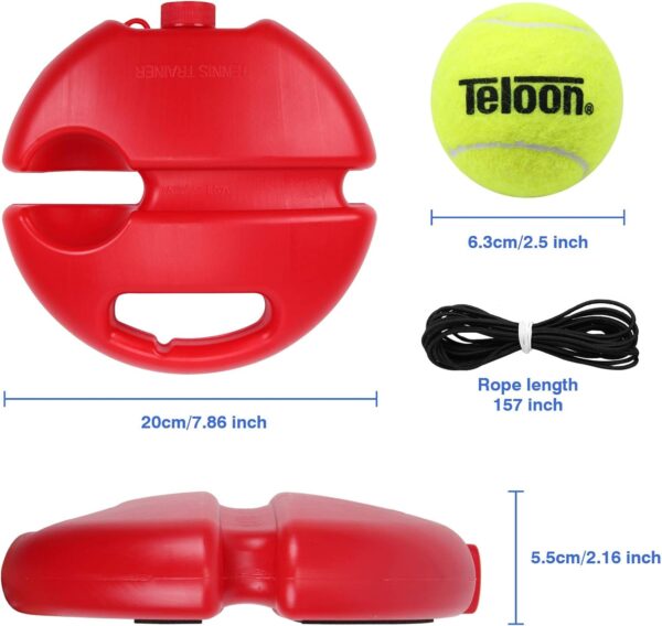 Teloon Solo Tennis Trainer Rebound Ball with String for Self Tennis Practice Training Tool for Adults or Kids Beginners with 2 String Balls Elastic and a Portable Mesh Bag - Image 8