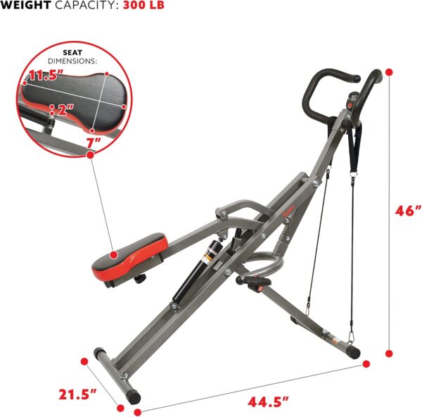 Sunny Health & Fitness Row-N-Ride PRO, Full Body Combo Squat Machine w/Optional Resistance Band, Easy Setup Ab Workout Exercise Equipment for Home, Whole Body Cardio, Optional SunnyFit App Connection - Image 4