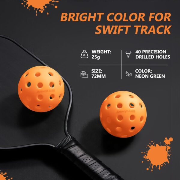 Pickleball Balls, 6 Pack | 12 Pack 40 Holes Outdoor Pickleball Balls, High Visibility and Bounce, Durable Pickle Balls for All Style Pickleball Paddles & All Skill Levels (Neon Green, Orange) - Image 5