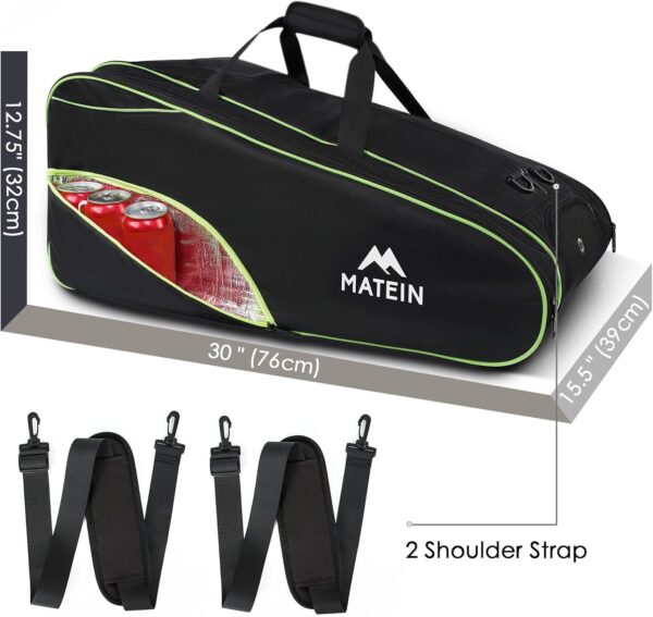 MATEIN Tennis Bag 6 Rackets, Large Protective Convertible Racquet Backpack with Shoes Compartment for Men Women, Sturdy Racket Bag with Cooler Pocket & Removeable Shoulder Strap for Sport Equipment - Image 5