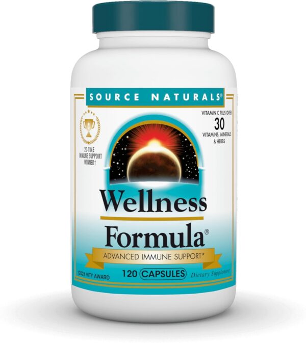 Source Naturals Wellness Formula Bio-Aligned Vitamins & Herbal Defense for Advanced Immune Support* - Dietary Supplement & Immunity Booster - 120 Capsules