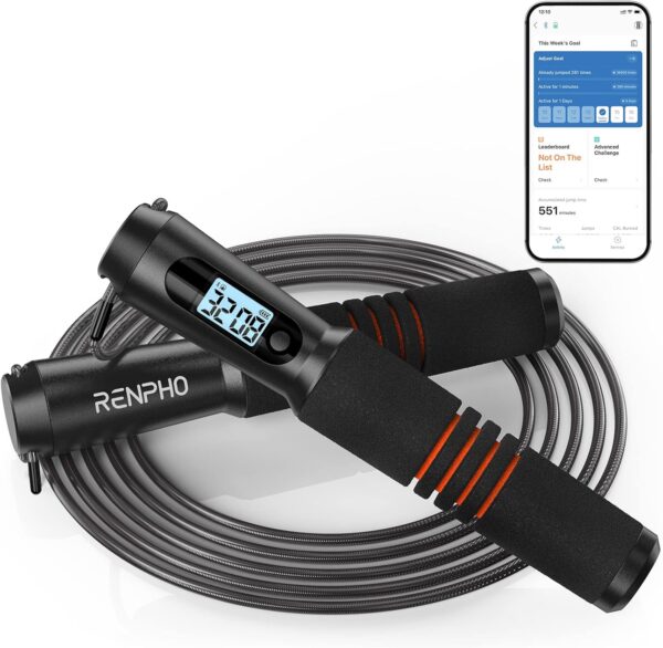 RENPHO Smart Jump Rope - APP Data Storage & Tracking & Analysis, Tangle-Free Jumping Rrope for Men, Women, Skipping Rope with Counter, Adjustable workout Jump Ropes for Crossfit, Gym, MMA - Image 8