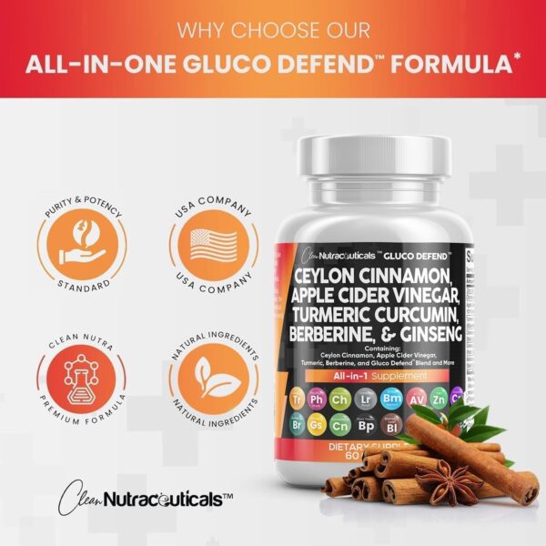 Clean Nutraceuticals Ceylon Cinnamon 3000mg Turmeric 3000mg Apple Cider Vinegar 3000mg Ginseng 2000mg Berberine 1200mg Plus Bitter Melon Gymnema Milk Thistle Fenugreek - Image 6