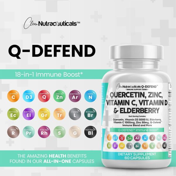 Clean Nutraceuticals Quercetin 1000mg Zinc 50mg Vitamin C 1000mg Vitamin D 5000 IU Bromelain Elderberry - Lung Immune Support Supplement Adults with Artemisinin, Sea Moss, Echinacea, Allergy Relief - Image 6