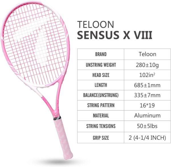 Teloon Tennis Rackets for Adults 2 pcs Recreational -27 inch Tennis Racquet for Men and Women College Students Beginner Tennis Racket.… - Image 6