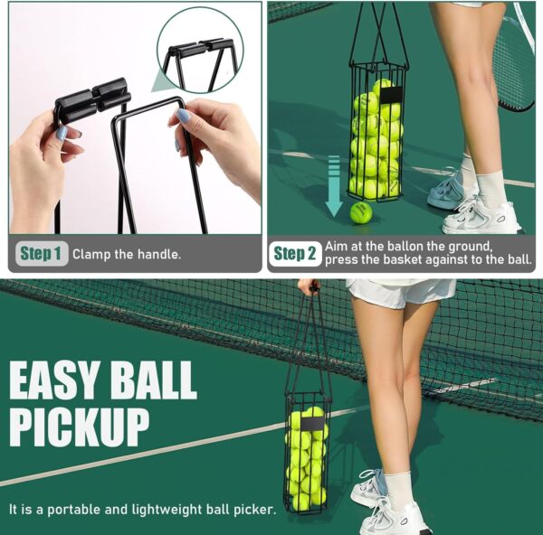 TOBWOLF Portable Tennis Ball Hopper Basket, Pickleball & Tennis Ball Collector, Pickup Retriever with Handle for Easy Pickup & Carrying, Ball Bucket Carrier Gatherer Picker Hopper, Picker Hopper Caddy - Image 4