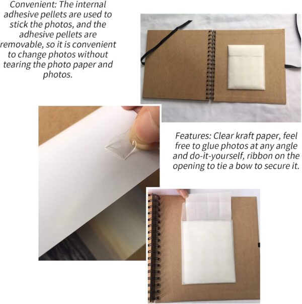 DIY Scrapbook Photo Album Kraft Paper Cover with Adhesive Pellets for Anniversary Wedding Travelling (No lettering on the cover) - Image 3