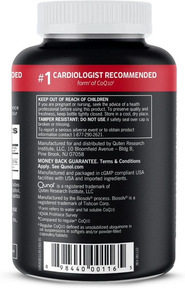 Qunol CoQ10 100mg Softgels, Ultra CoQ10 100mg, 3x Better Absorption, Antioxidant for Heart Health & Energy Production, Coenzyme Q10 Vitamins and Supplements, 4 Month Supply, 120 Count - Image 8