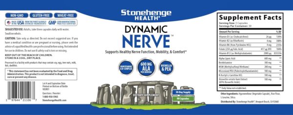 Stonehenge Health Dynamic Nerve Supplement - Supports Nerve Function in Fingers, Toes, Hands, and Feet with Alpha Lipoic Acid ALA, Benfotiamine, Pea, Robust B Complex, Boswellia - Image 5