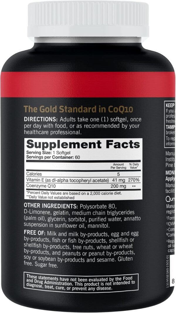 Qunol CoQ10 200mg Softgels, Ultra CoQ10 - Ultra High Absorption Coenzyme Q10 Supplements - Antioxidant Supplement for Vascular and Heart Health & Energy Production - 2 Month Supply - 60 Count - Image 7