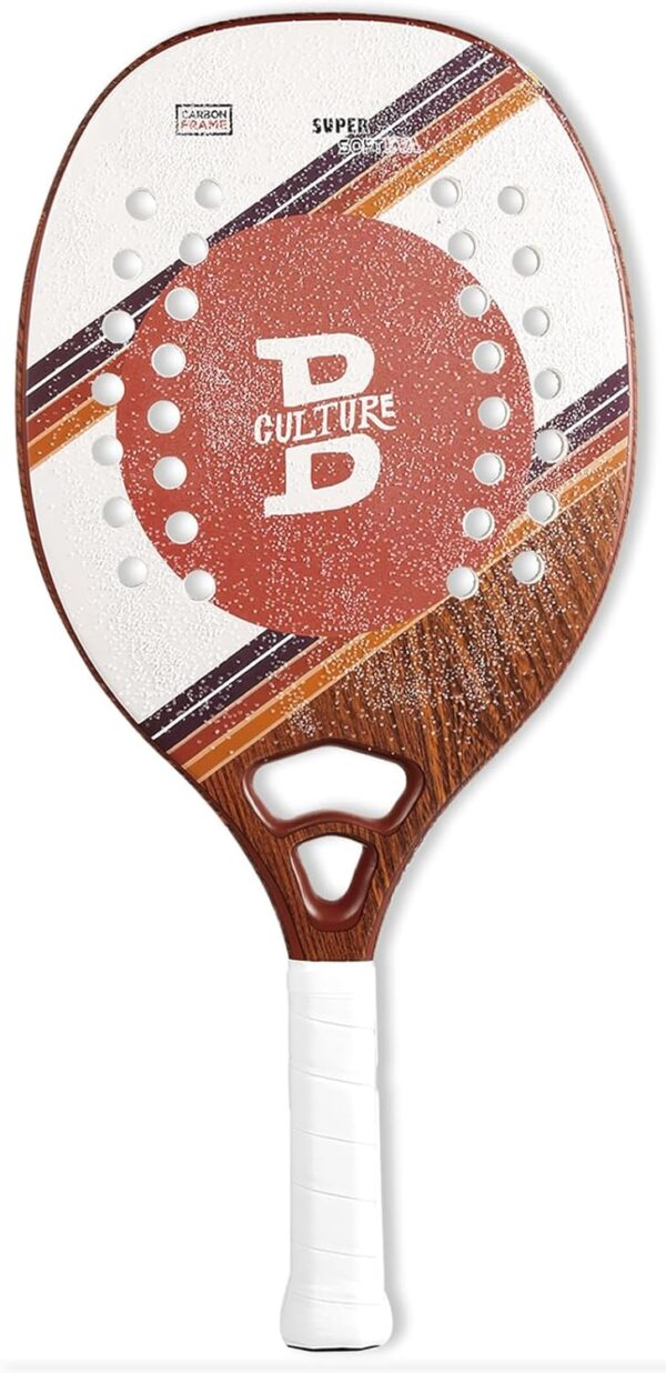 Beach Tennis Racket - Carbon Fiber Beach Tennis Paddle with Ultra Grip Sand Grit Surface - Hybrid Flexi Frame - Lightweight Beach Tennis Equipment