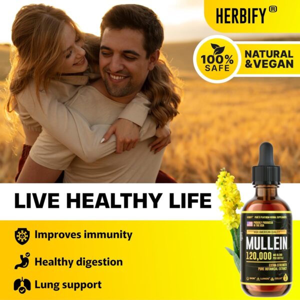 HERBIFY Mullein Drops - Lung Cleanse - Leaf Extract - Powerful Mullein for Immune Support,Detox & Respiratory Support - Made in USA - Herbal Supplements - 4 Oz - Image 4