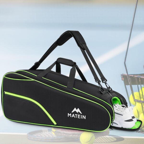 MATEIN Tennis Bag 6 Rackets, Large Protective Convertible Racquet Backpack with Shoes Compartment for Men Women, Sturdy Racket Bag with Cooler Pocket & Removeable Shoulder Strap for Sport Equipment - Image 8