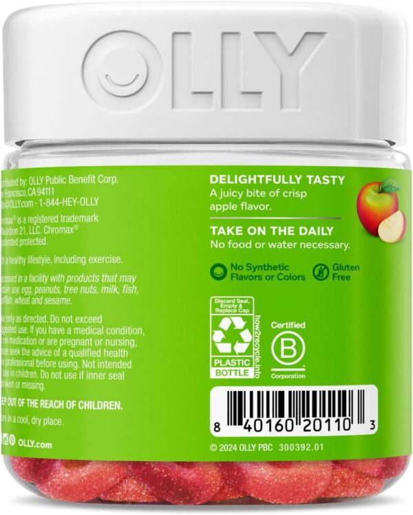 OLLY Metabolism Gummy Rings, Apple Cider Vinegar, Vitamin B12, Chromium, Energy and Digestive Health, Chewable Supplement, Apple Flavor - 30 Count - Image 6